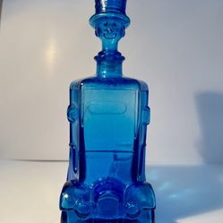 Hand-Blown Cobalt Blue Glass Bus Decanter with Driver Stopper – Made in Italy