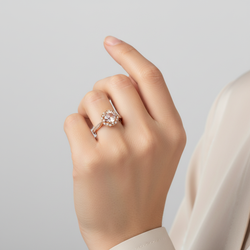 14K Rose Gold Morganite & Diamond Ring