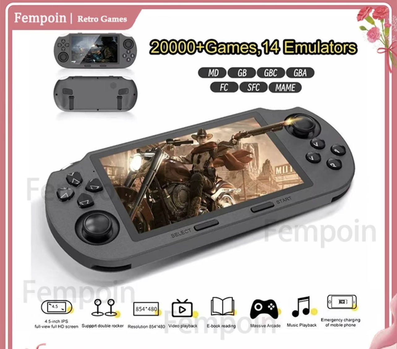Retro Handheld Game Console Supports 20,000 + Games, 4.5 Inch IPS Screen Games Machine,new