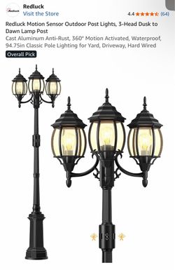Motion sensor outdoor light post hard wired