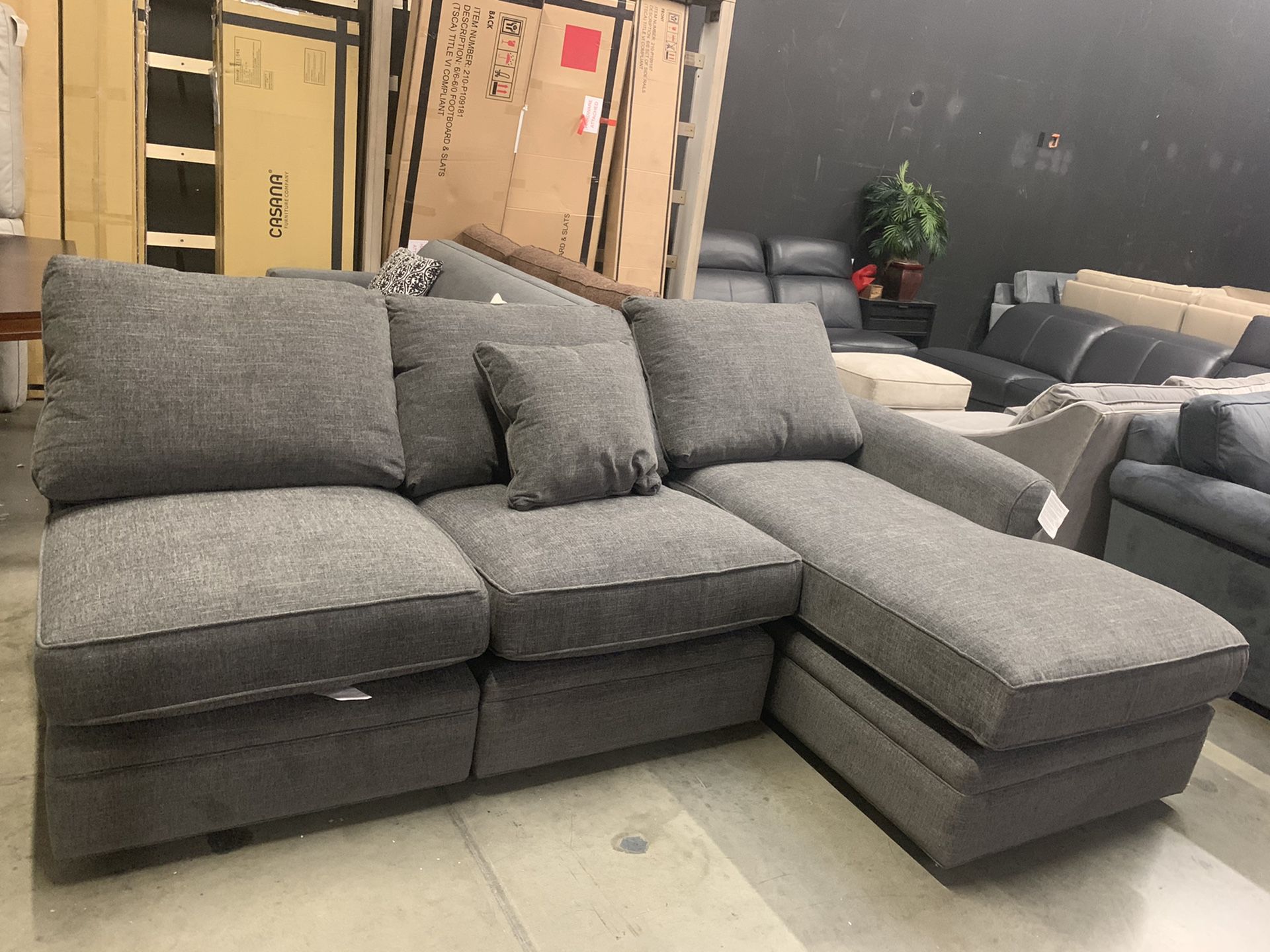 Curious Charcoal 3 piece sectional couch