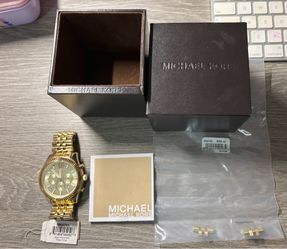 Michael Kors Men's Chronograph Lexington Gold-Tone Stainless Steel Bracelet Watch 45mm MK8281