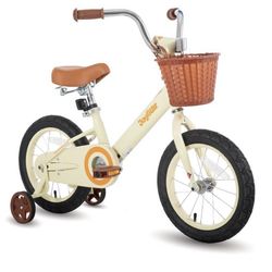 JOYSTAR Vintage Kids Bike with Training Wheels & Basket, 12 14 16 Inch Girls Bike for 2-7 Years Old, Children Bicycles