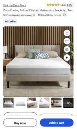 Twin Size Mattress (Zinus) & Foldable Bed Frame & Waterproof Mattress Cover