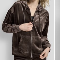 DKNY rhinestone Velour Zip Hoodie Size Small New With Tags 