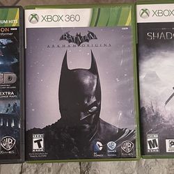 3 Xbox 360 Games Bundle: Batman Arkham Asylum, Batman Arkham Origins, Shadow Of Mordor