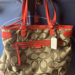 Coach Dsy OTL Sig ‘Em Orange Tote Brand New 