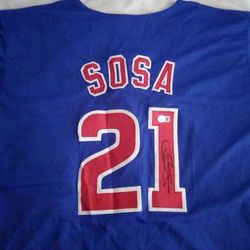 Hand Signed Signature Chicago Cubs Sammy Sosa Away Jersey Authenticated By Beckett With Papers