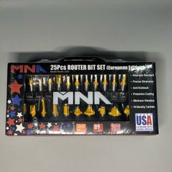 25 Pieces 1/2 Inch Router Bit Set with Aluminum Case