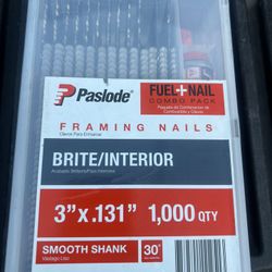 Paslode 3 in. x 0.120-Gauge Brite Smooth Shank FUEL + NAIL Pack (1,000 Nails + 1 Fuel Cell