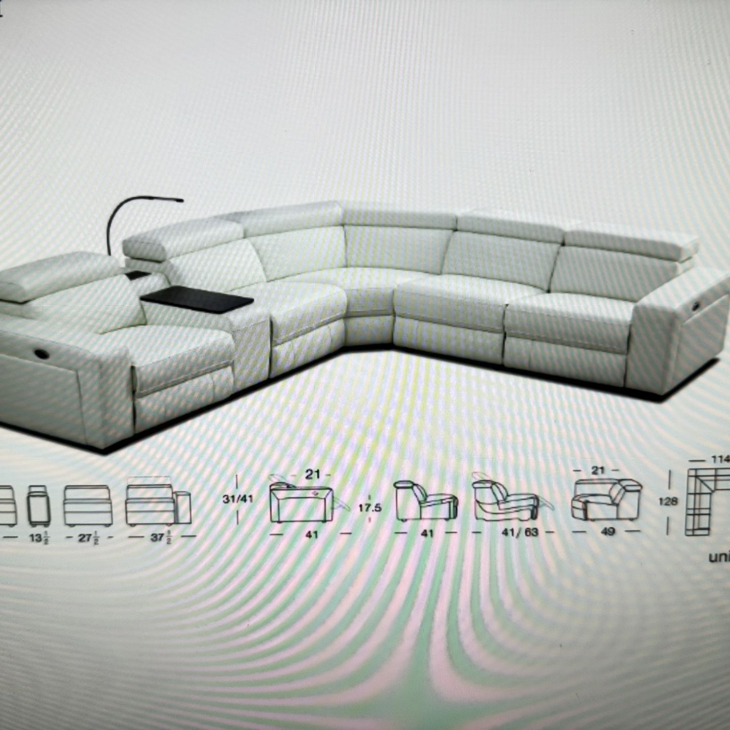 White Modern Modular Sectional Sofa Top Grain Leather