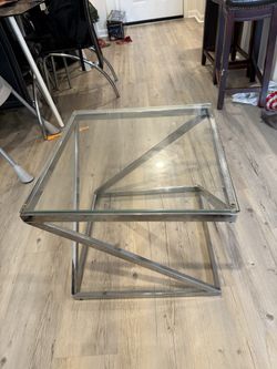 Glass And Chrome Side Tables