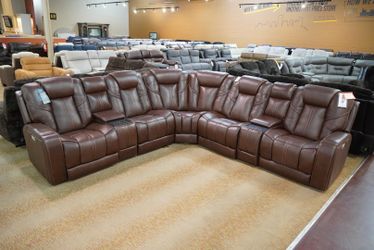Moto Motion Premium Leather 7-Piece Power Sectional