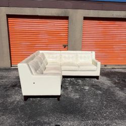 Beautiful White Leather Sectional Sofa