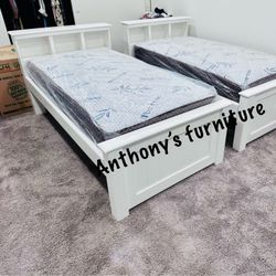 White Twin Bed With Mattress 