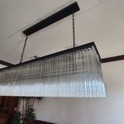 Restoration Hardware 1920s Odeon Crystal Fringe Rectangular Chandelier (Original Heavy Version)