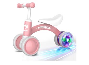 Pink Toddler Balance Bike with Light-Up Wheels