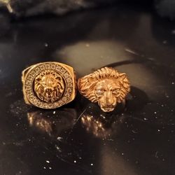 2 Gold Lion Rings
