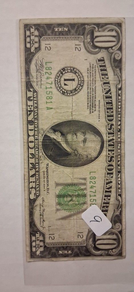 $10 Error Note 1934A