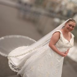Size 18 Alfred Aneglo Wedding Dress & New David's Bridal Cathedral Vail 