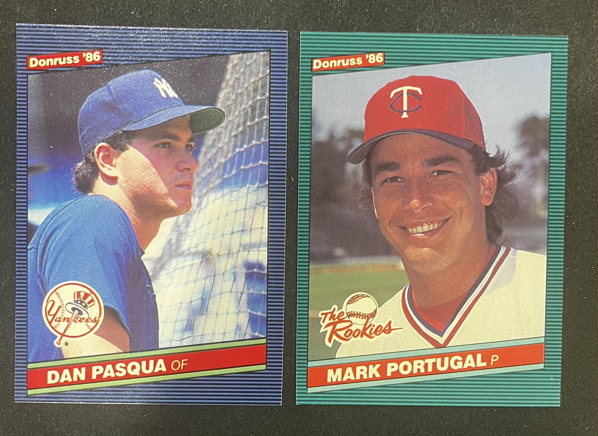1986 Donruss Rookie Lot – Dan Pasqua & Mark Portugal – 2 Card Set