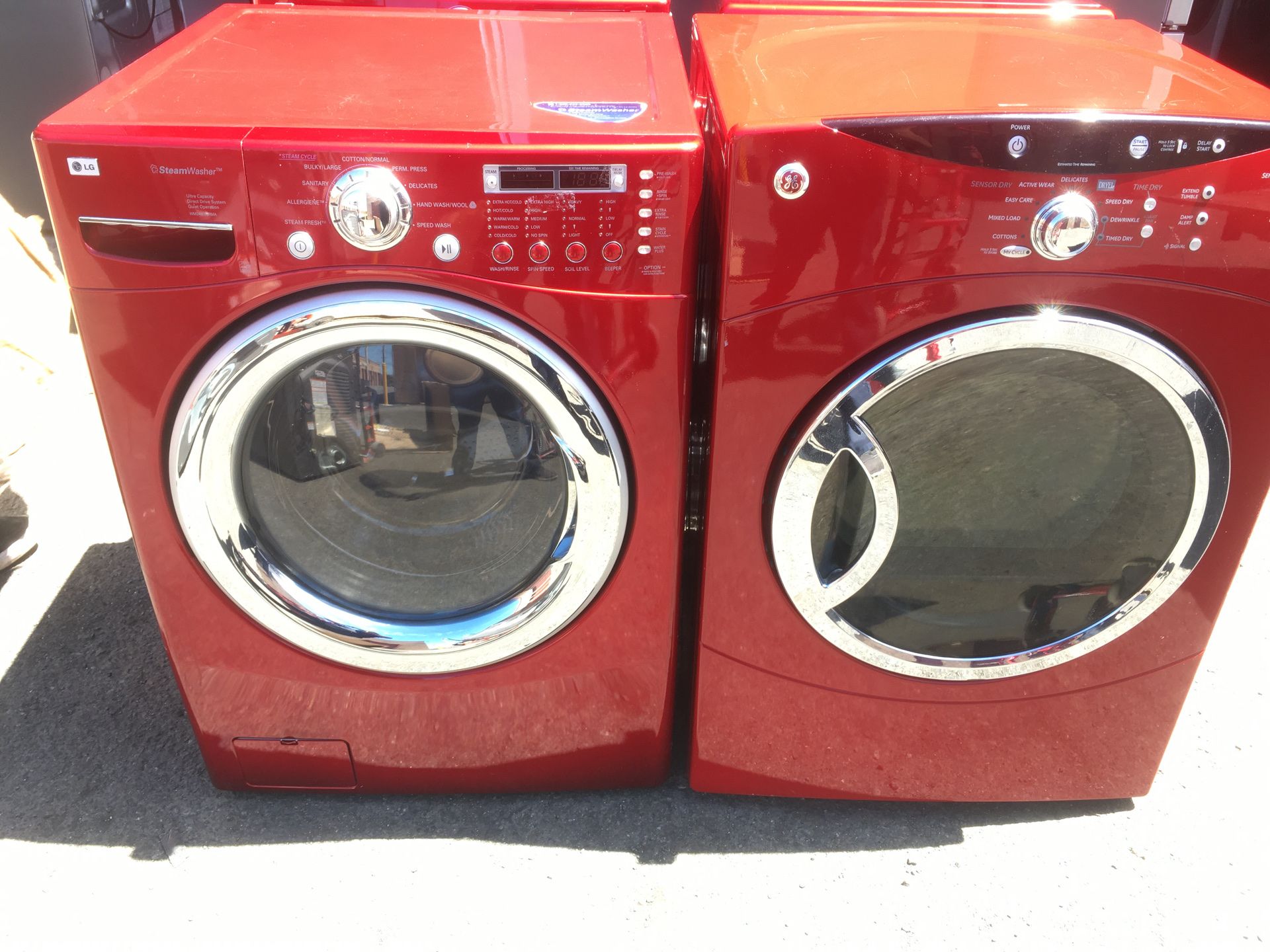 Washer and electric dryer red color set