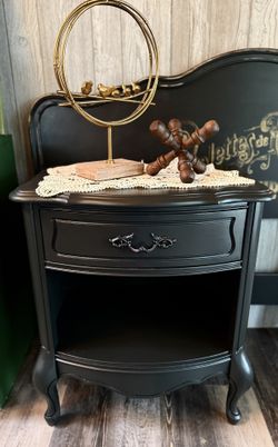 Vintage Black French Nightstand 
