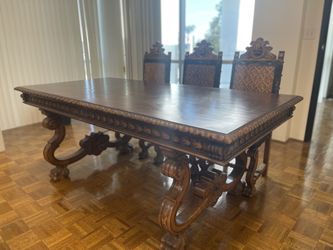 Antique Dining, Table With 6 Chairs