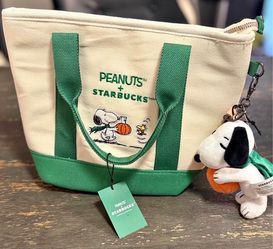 Starbucks Snoopy collab Tote and Keychain