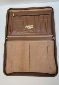 Vintage Hidecraft Top-Grain Leather Coca-Cola  Portfolio/ Zippered Notepad Holder.