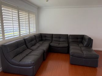 Brown Leather Detached Couch