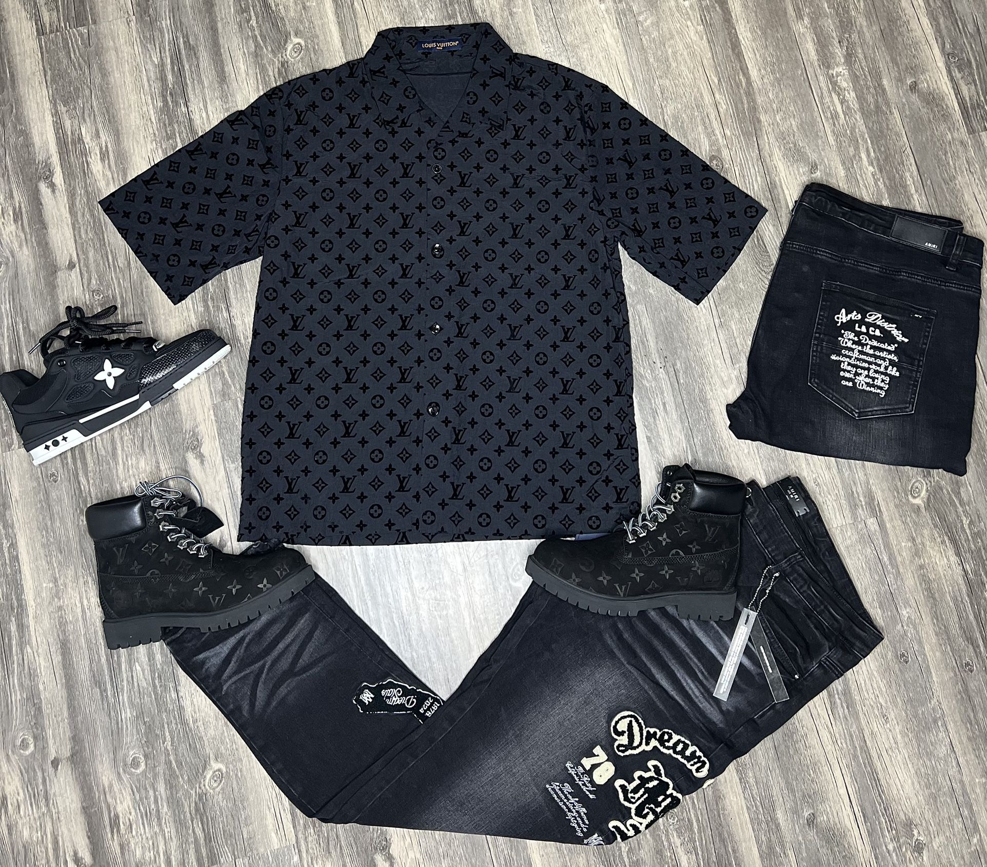 Louis Vuitton Shoes With Shirt And Amiri Jeans Brand New With Box And Dust Cover 