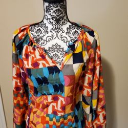 Emily Wonder Multi-Color Print Top Size Small 
