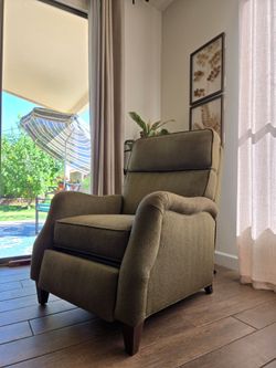 Ethan Allen Olive Green Aiden Electric Recliner