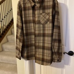 5280-MMT Romwe Plaid Flannel Shirt Men's Sz XL Brown Lumberjack Check NWT