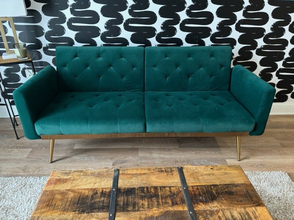 Green couch twin bed combo