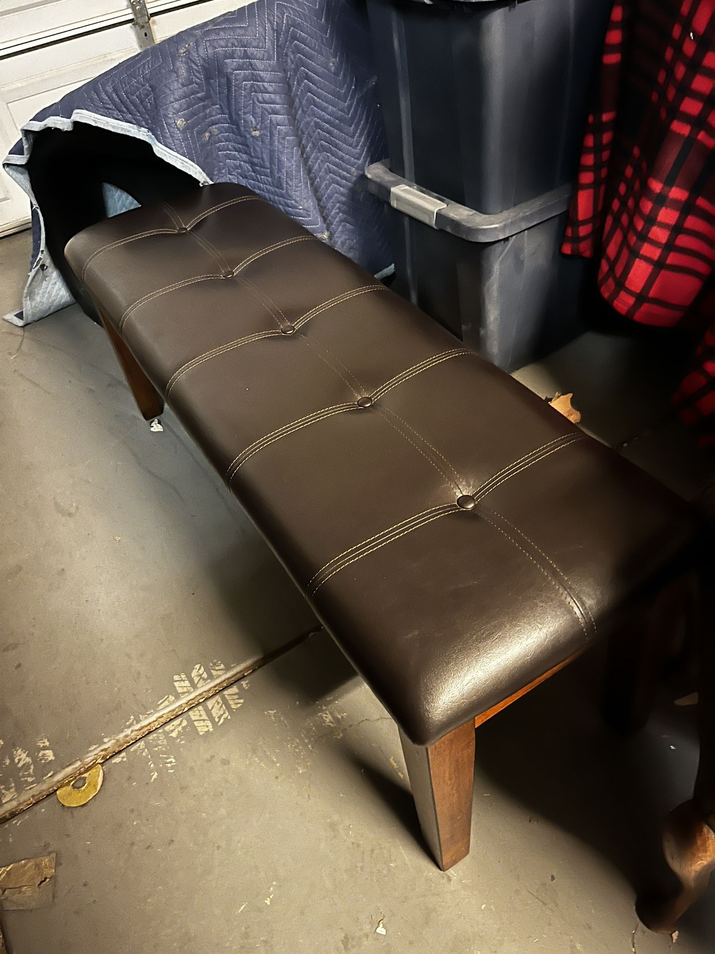 Long Brown Padded Bench, Very Good Condition