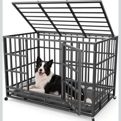 42 Inch Heavy Duty Dog Crate, Indestructible Escape-Proof Dog Kennel