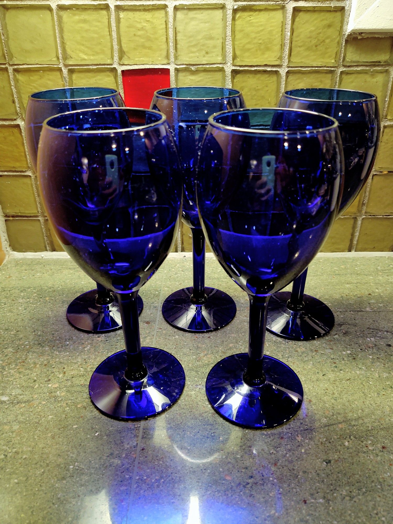 Vintage Cobalt Blue Stem Glasses