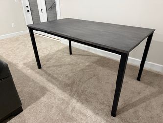 Modern Desk with Gray Top and Black Legs