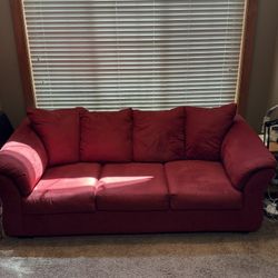 Red Microfiber Sofa 