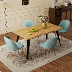 Homy Casa Lancelot 5 Piece Dining Table Set with 4 Puzd Upholstered Chairs,Aloe Open Box