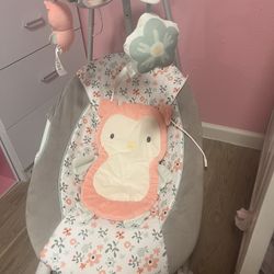 Ingenuity InLighten 5-Speed Baby Swing - Swivel Infant Seat, 5 Point Safety Harness, Nature Sounds, Lights - Nally Owl