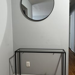 Round Wall Mirror & Glass Console Table 