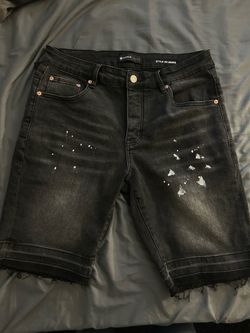 purple jean shorts