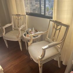 French Provincial Arm Chairs And End Table