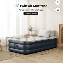 iDOO Twin Air Mattress 18” – Inflatable with Built-in Pump