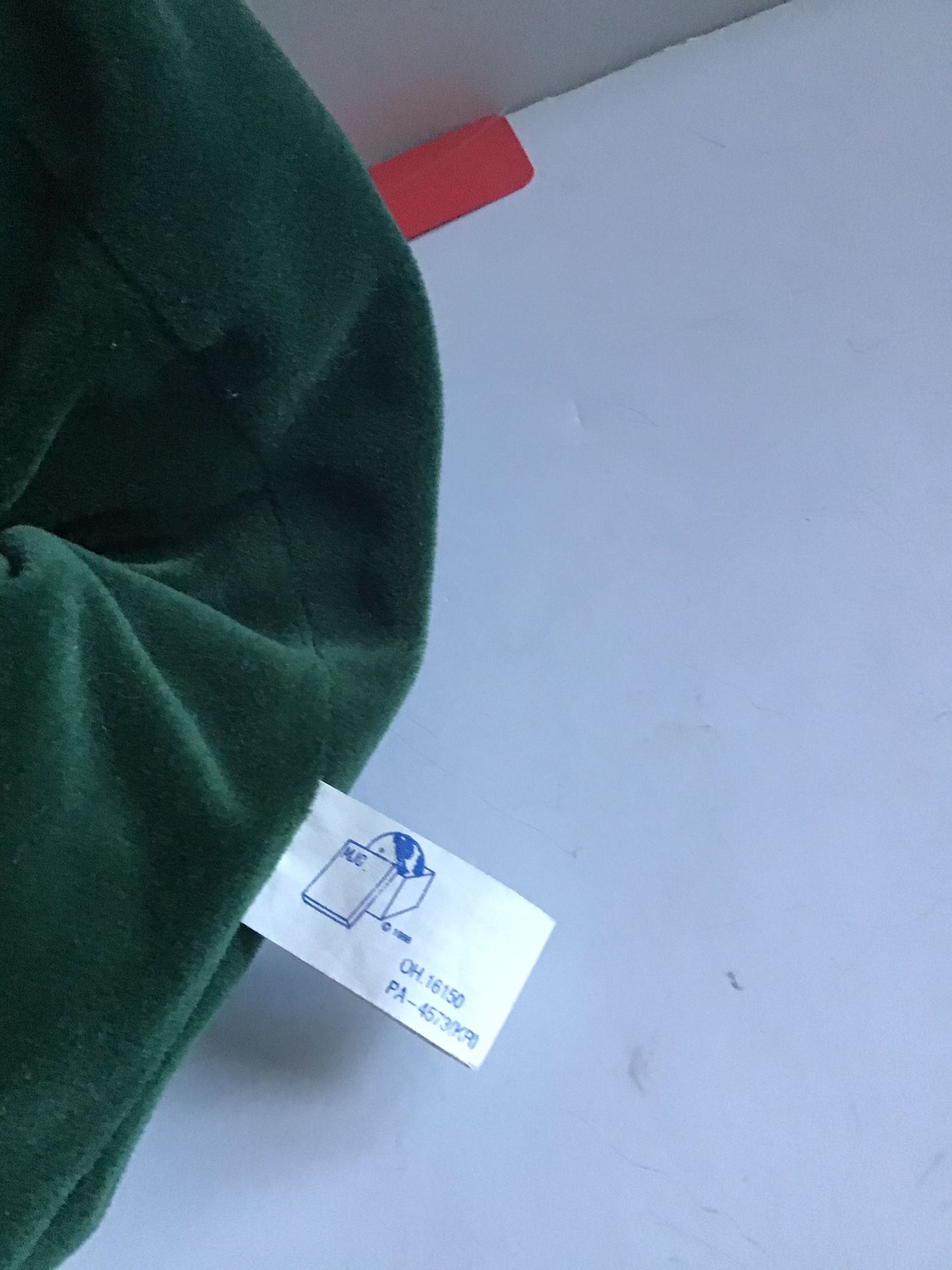 STUFFED BEAR IN GREEN DRESS W/ LACE COLLAR