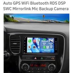 Android 14 Double Din Car Stereo Upgrade Radio for Mitsubishi Outlander 2014-2020, 4G+64G 7" Touchscreen with Carplay Android Auto GPS WiFi Bluetooth 