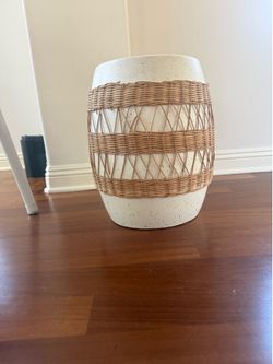 Anthropologie Rattan-Wrapped Side Table (outdoor or indoor)